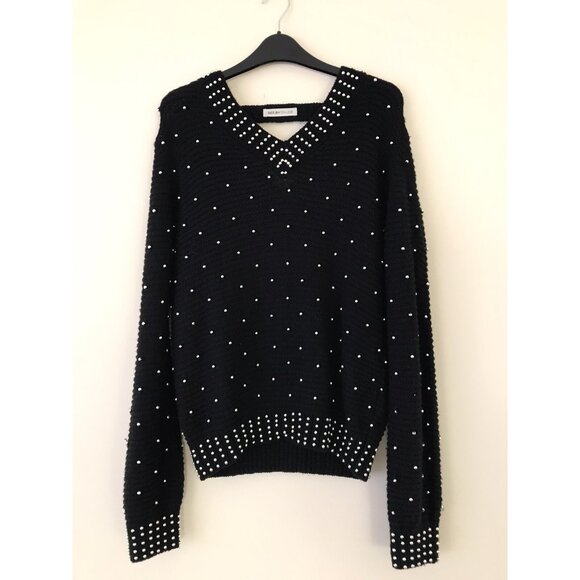 SEE BY CHLOE Black Wool Beads Embellished Jumper Sweater Sz USA 6 - Picture 1 of 16